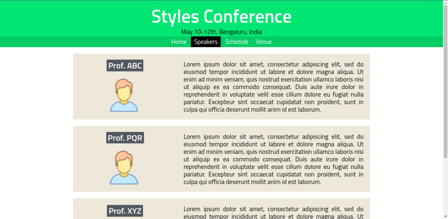 Template to insert Conference Speakers